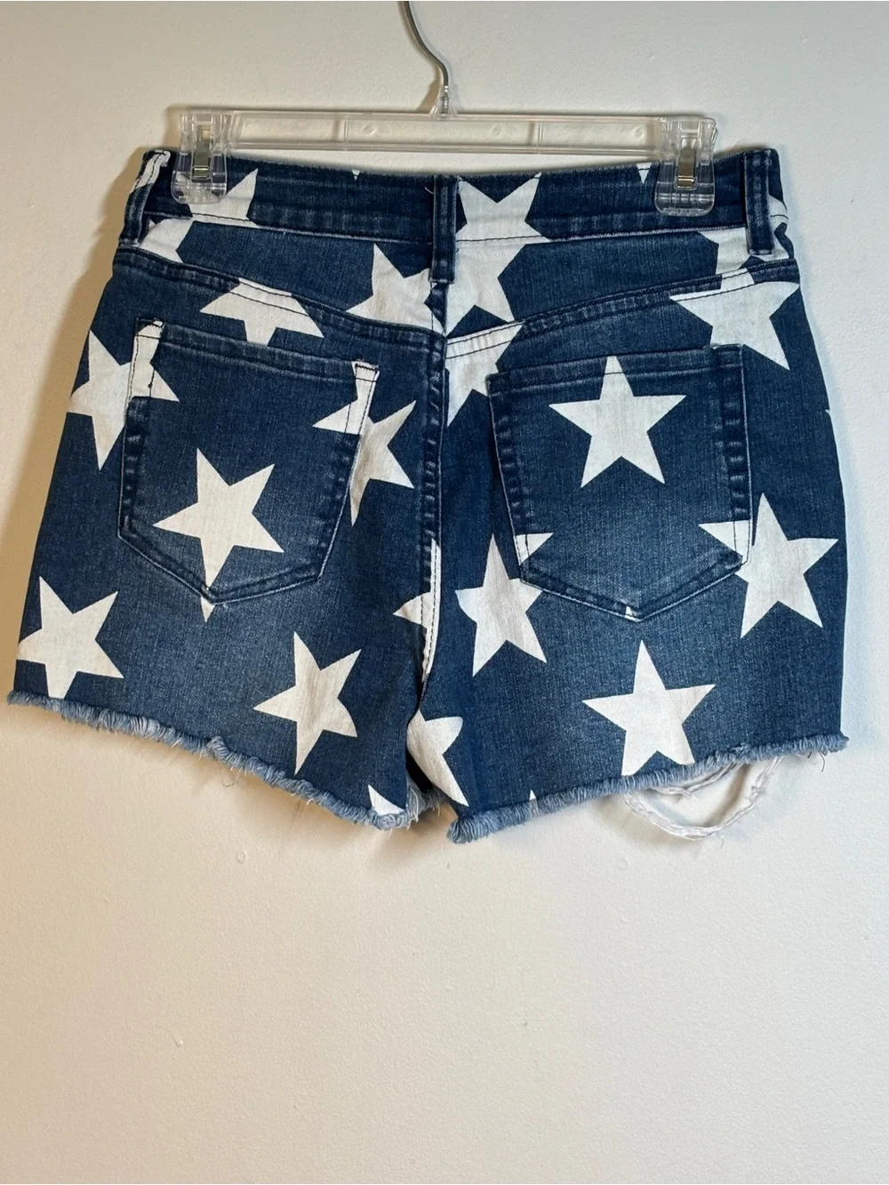 YMI Dark Blue Denim Shorts with White Star Print - Picture 2 of 6